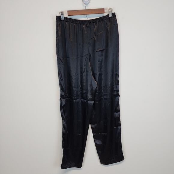 Vintage Ivy & Annabelle Floral Satin Pajama Set Size L Elastic Waist Pants - Picture 5 of 14